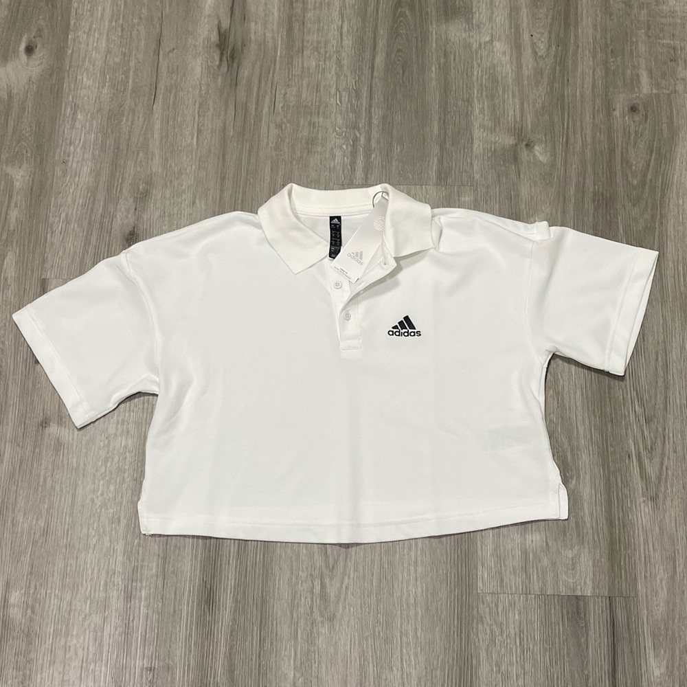 Adidas White Polo Crop Top